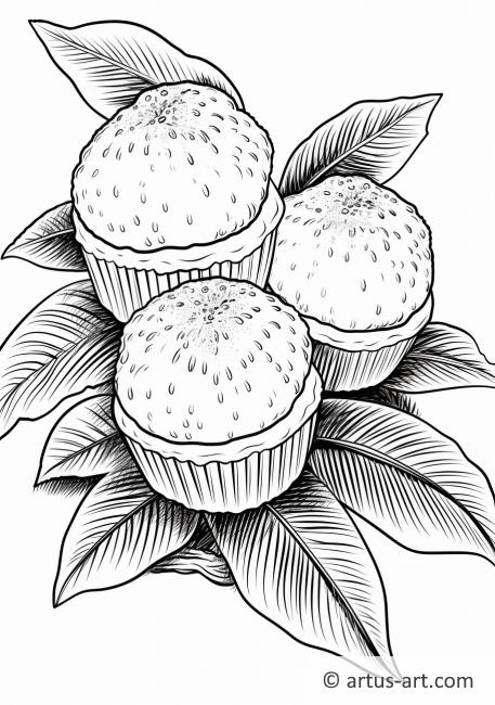Ekmek Meyveli Muffin Boyama Sayfası